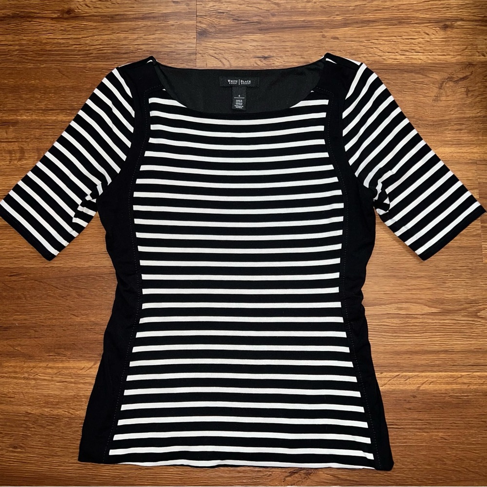 White House Black Market Striped 3/4 Sleeve Top Size Small